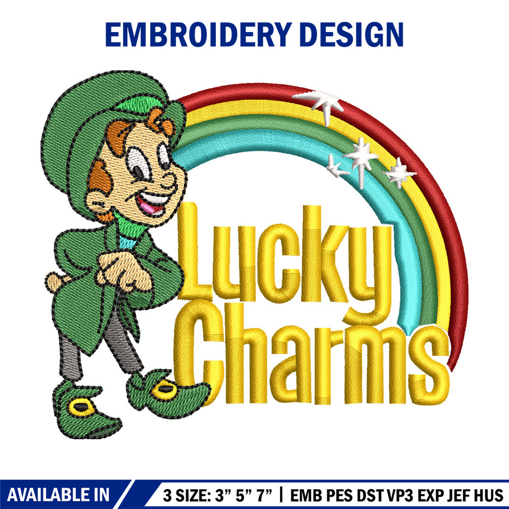 Lucky charms embroidery design, Lucky embroidery, Embroidery file, Embroidery shirt, Emb design,Digital download.jpg