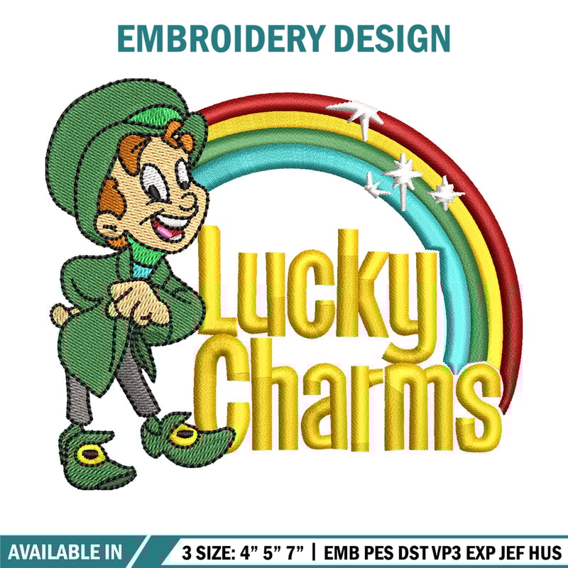 Lucky charms embroidery design, Lucky embroidery, Embroidery file, Embroidery shirt, Emb design,Digital download.jpg