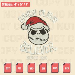 nike jack sandy claws believer xmas embroidery file, christmas embroidery designs, machine embroidery design files