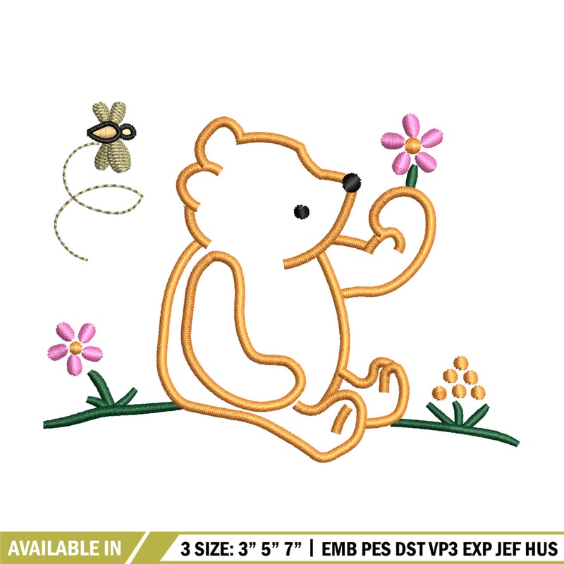 Bear flower embroidery design, Bear embroidery, Embroidery file, Embroidery shirt, Emb design, Digital download.jpg