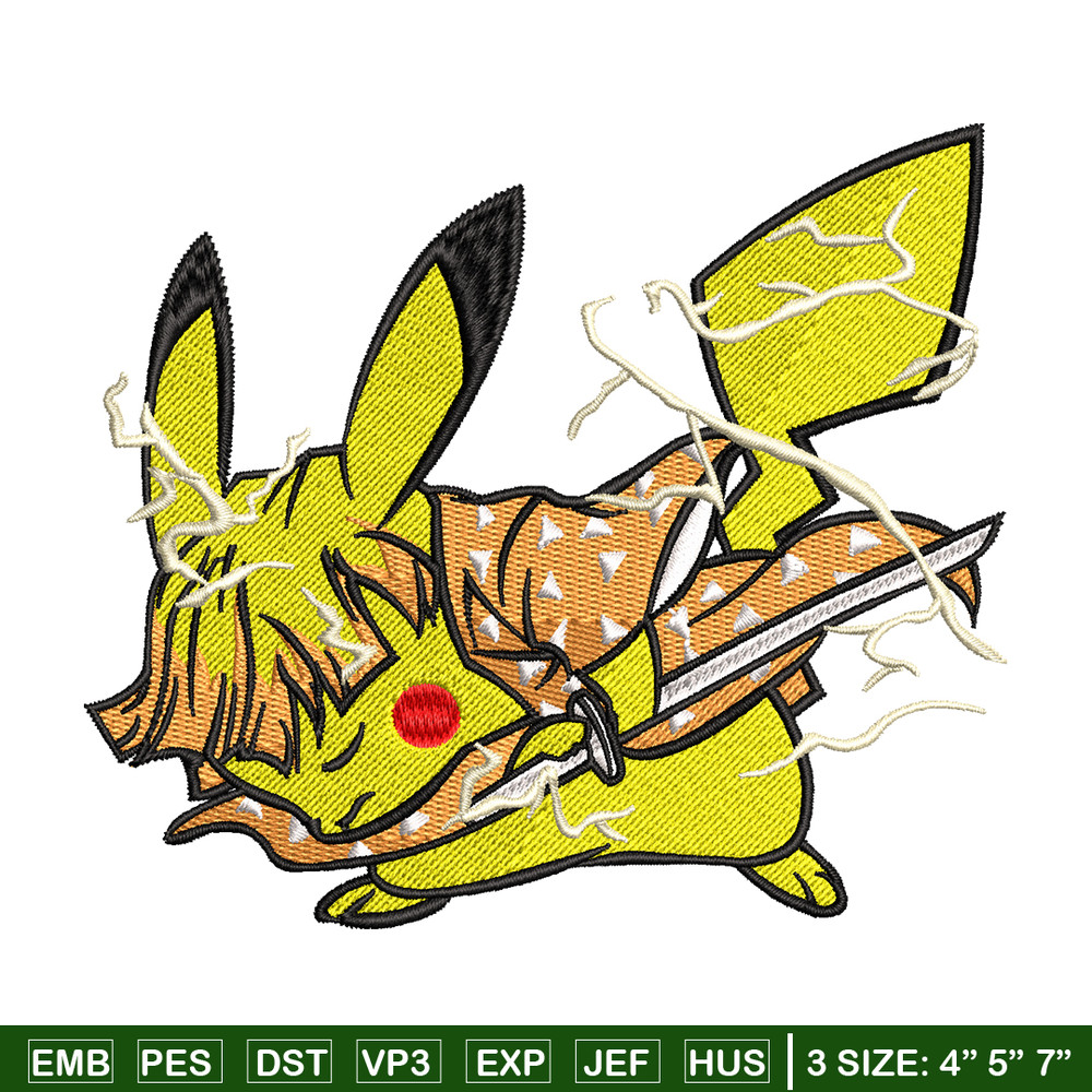 Pikachu Zenitsu embroidery design, Pokemon embroidery, embroidery file, anime design, anime shirt, Digital download.jpg