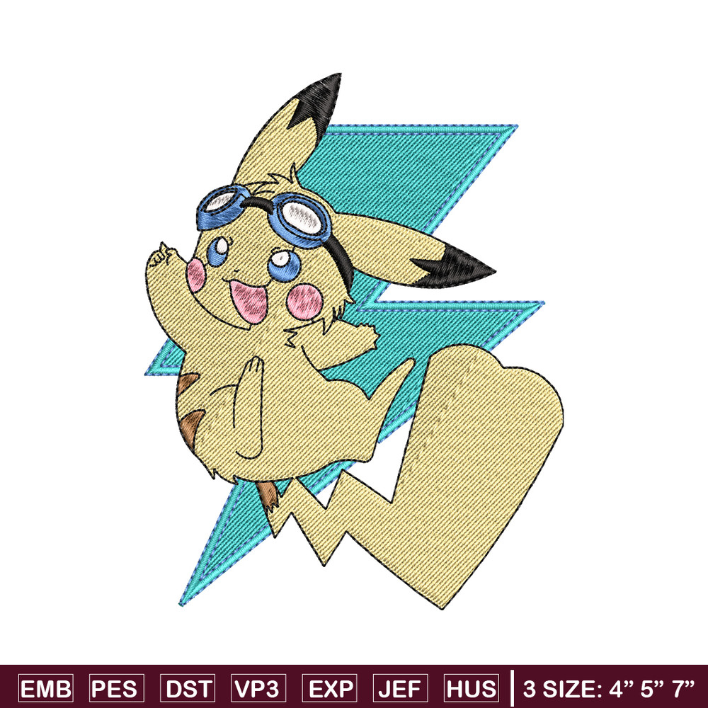 Pikachu anime embroidery design, Pokemon embroidery, embroidery file, anime design, anime shirt, Digital download.jpg