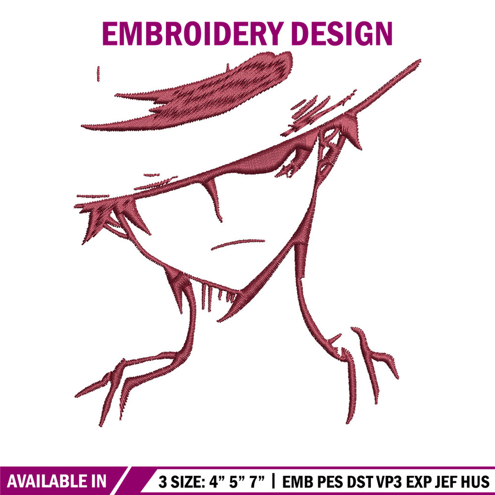 Luffy poster embroidery design, One piece embroidery, Anime design, Embroidery file, Embroidery shirt, Digital download.jpg
