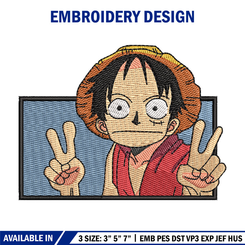 Luffy funny embroidery design, One piece embroidery, Anime design, Embroidery shirt, Embroidery file, Digital download.jpg