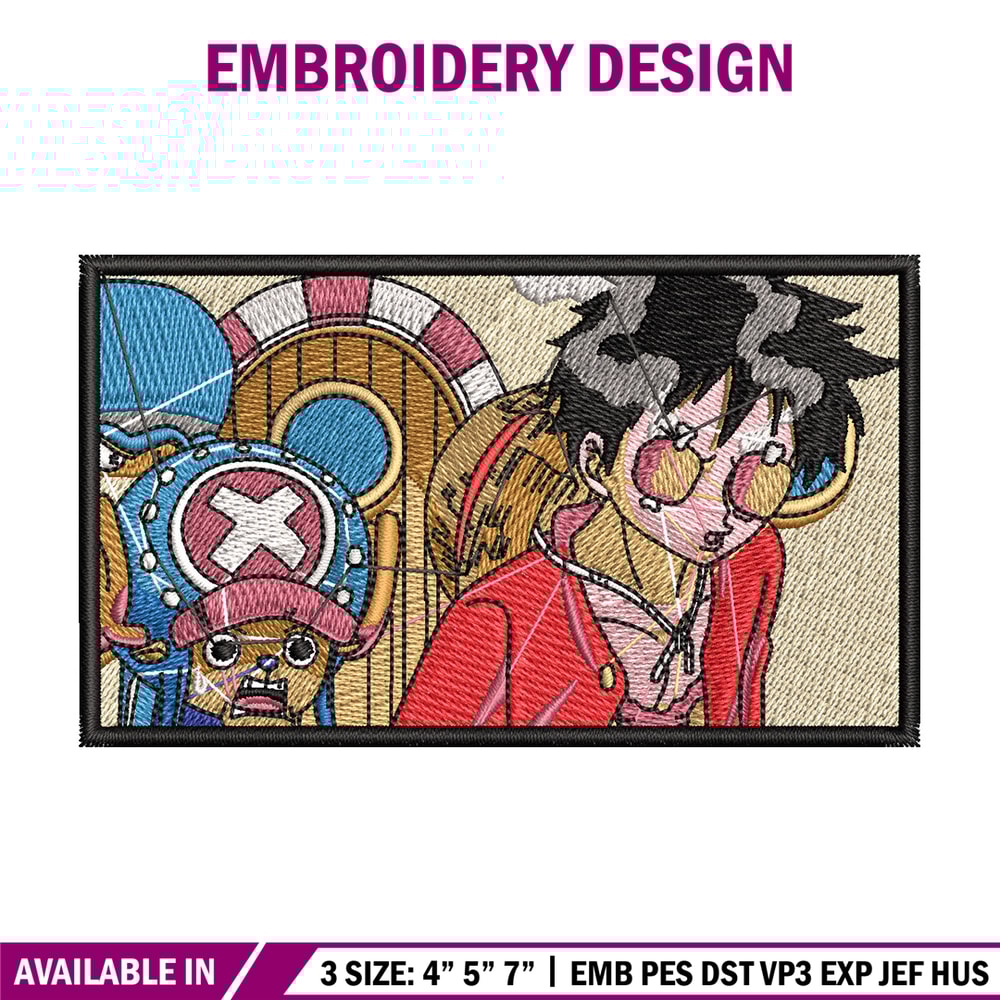Luffy chopper embroidery design, One piece embroidery, Embroidery shirt, Embroidery file, Anime design, Digital download.jpg