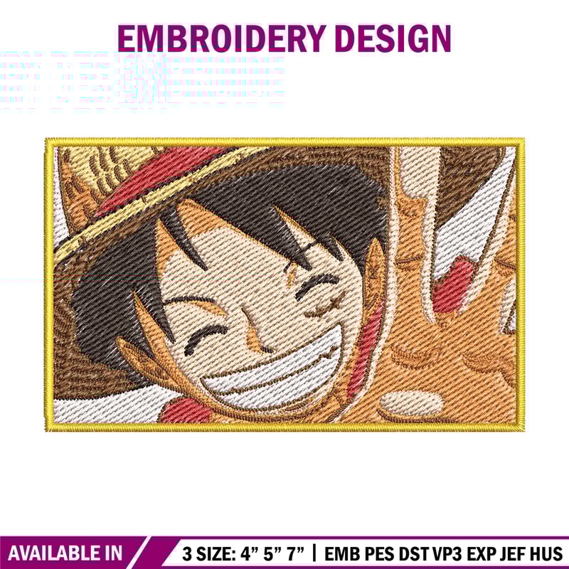 Luffy embroidery design, One piece embroidery, Anime design, Embroidery file, Embroidery shirt, Digital download (10).jpg
