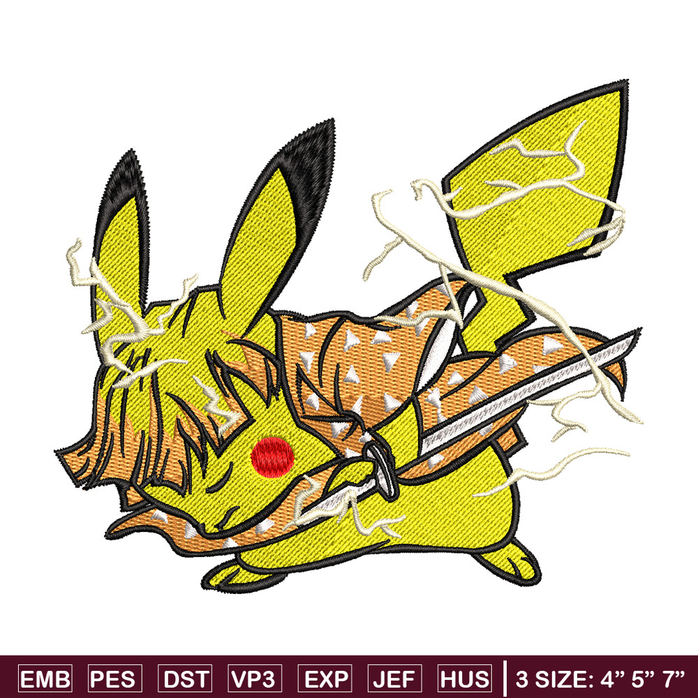 Pikachu Zenitsu embroidery design, Pokemon embroidery, embroidery file, anime design, anime shirt, Digital download.jpg