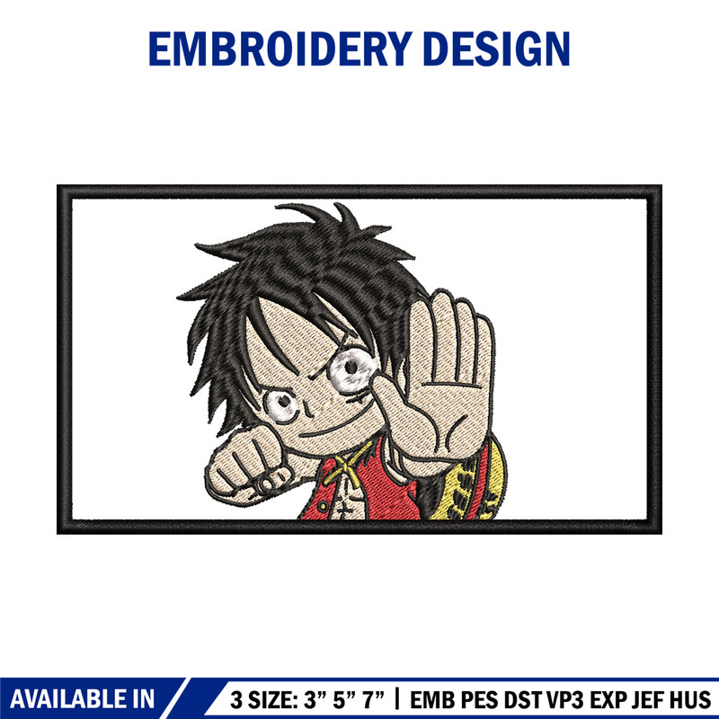 Luffy kid embroidery design, One piece embroidery, Anime design, Embroidery shirt, Embroidery file, Digital download.jpg
