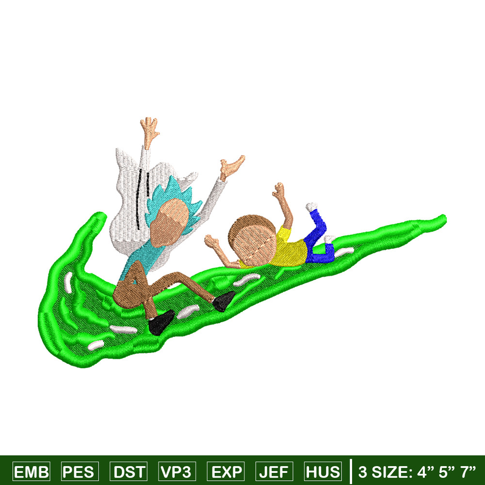 Rick and Morty Nike embroidery design, cartoon embroidery, Nike design, cartoon design, cartoon shirt, Digital download.jpg