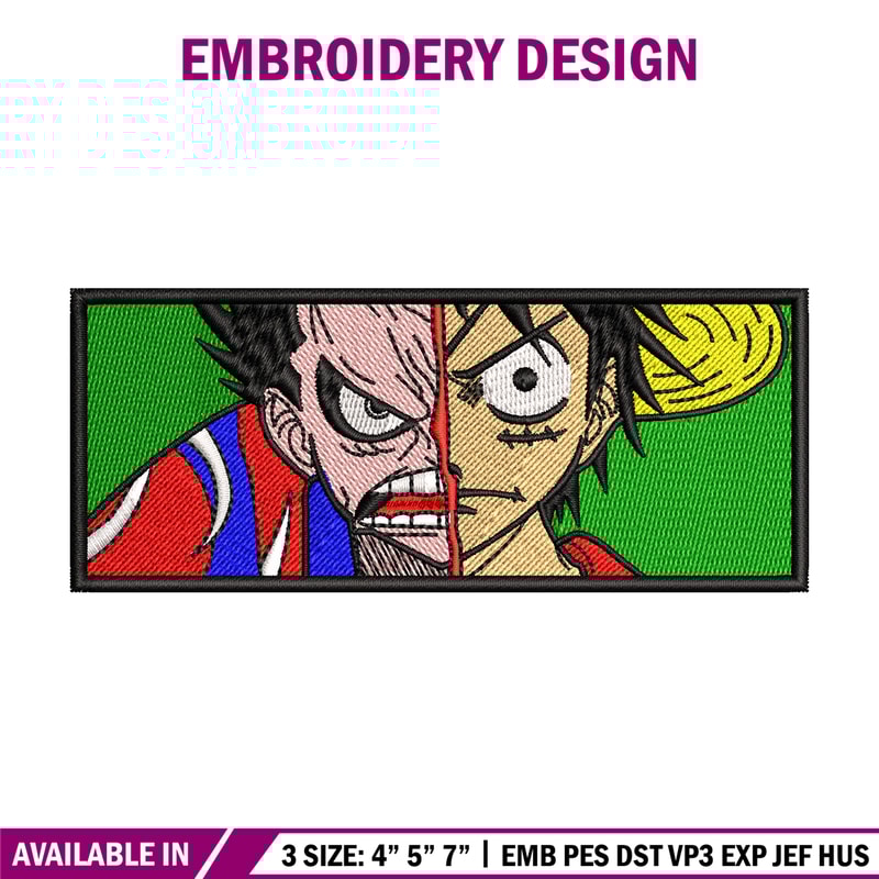 Luffy gear 4 embroidery design, One Piece embroidery, embroidery file, anime design, anime shirt, Digital download.jpg