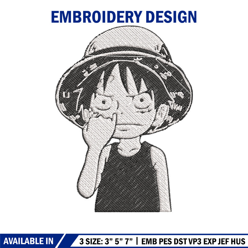Luffy nose embroidery design, One piece embroidery, Anime design, Embroidery file, Embroidery shirt, Digital download.jpg