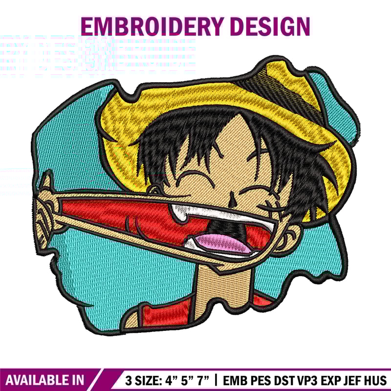 Luffy Laugh embroidery design, One Piece embroidery, embroidery file, anime design, anime shirt, Digital download.jpg