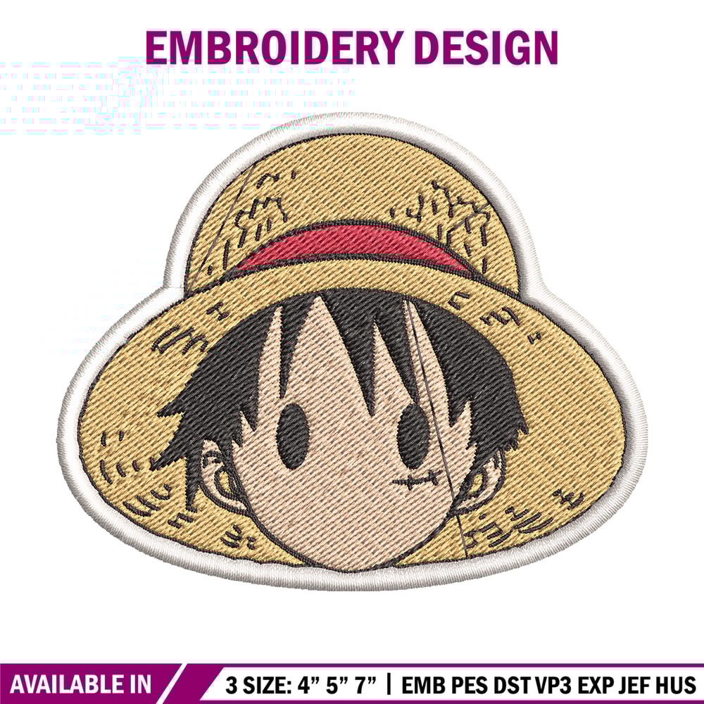 Luffy logo embroidery design, One piece embroidery, Anime design, Embroidery file, Embroidery shirt, Digital download.jpg