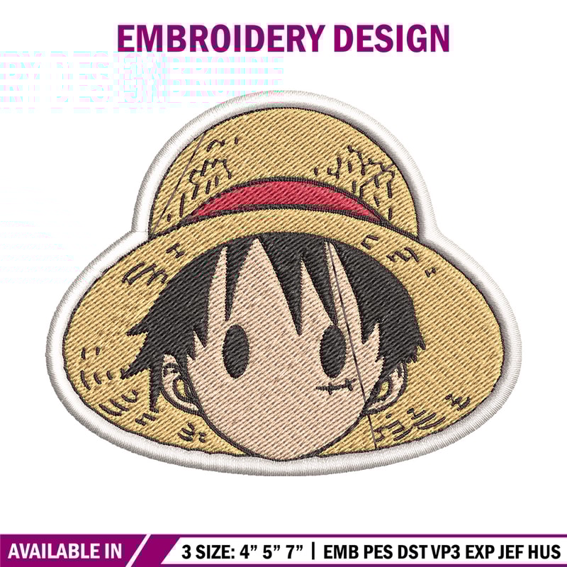Luffy logo embroidery design, One piece embroidery, Anime design, Embroidery file, Embroidery shirt, Digital download.jpg