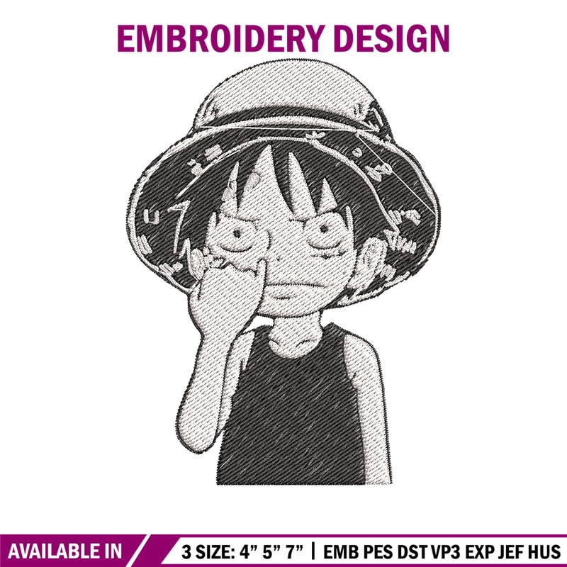 Luffy nose embroidery design, One piece embroidery, Anime design, Embroidery file, Embroidery shirt, Digital download.jpg