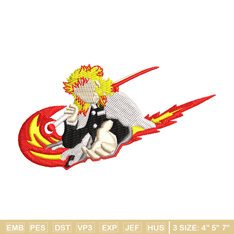 Rengoku Nike fire embroidery design, Kimetsu no Yaiba embroidery, embroidery file, anime design, Digital download.jpg