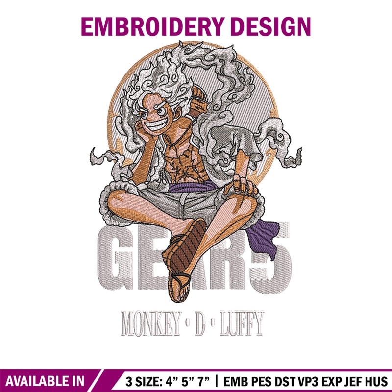 Luffy sitting embroidery design, One piece embroidery, Anime design, Embroidery shirt, Embroidery file, Digital download.jpg