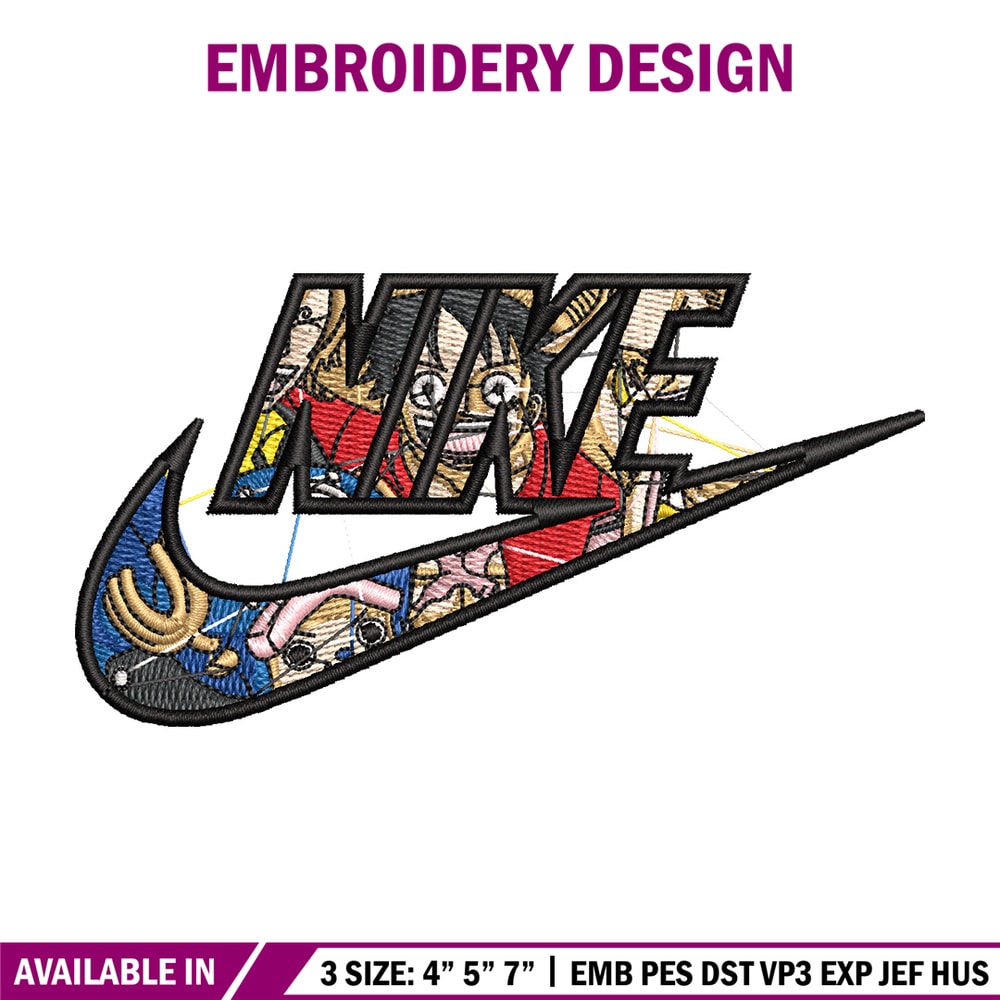 Luffy swoosh embroidery design, One piece embroidery, Anime design, Embroidery shirt, Embroidery file, Digital download.jpg
