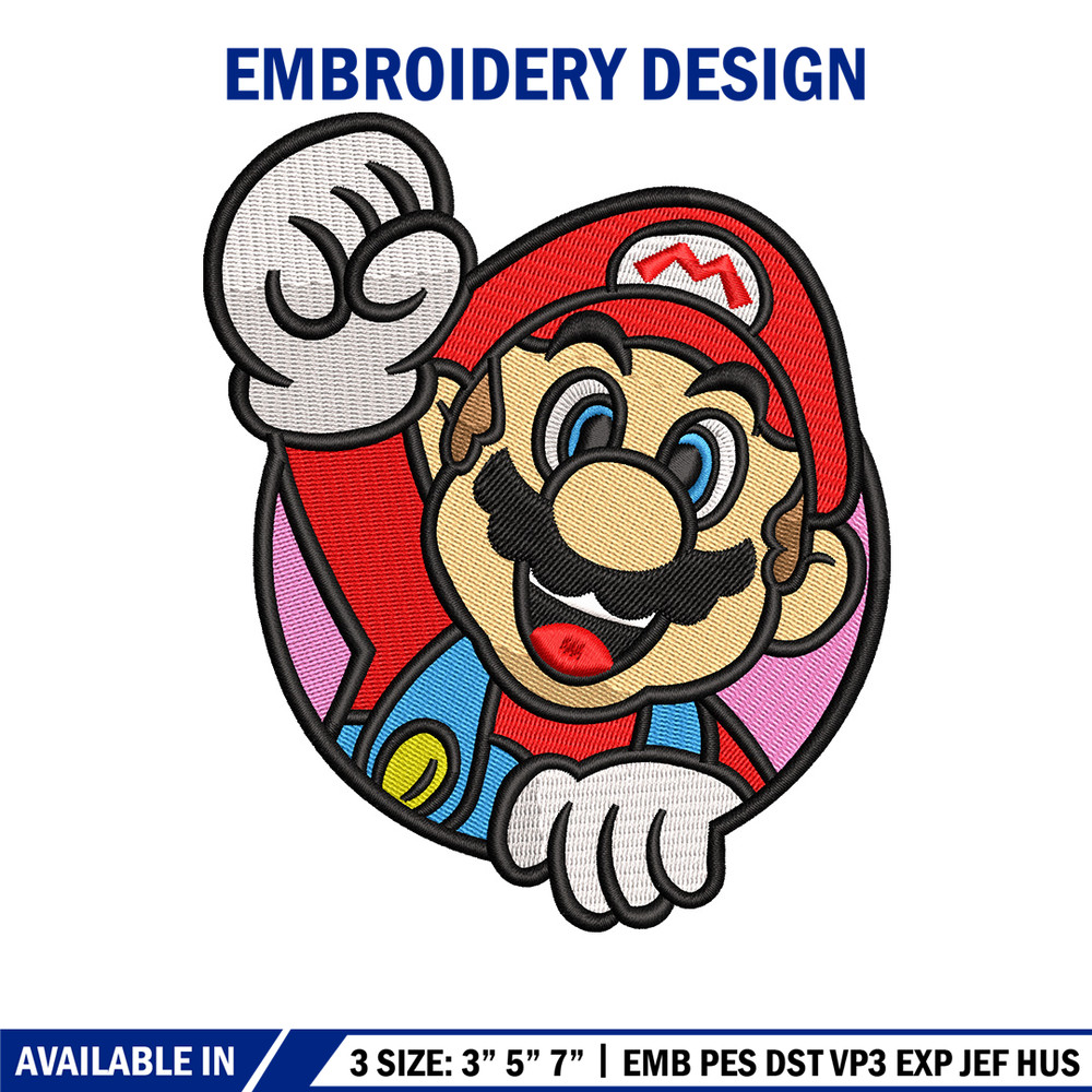 Mario circle embroidery design, Mario embroidery, Embroidery file, Embroidery shirt, Emb design,Digital download.jpg