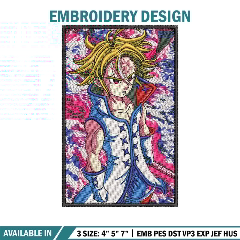 Meliodas poster embroidery design, Meliodas embroidery,Embroidery shirt, Embroidery file, Anime design, Digital download.jpg