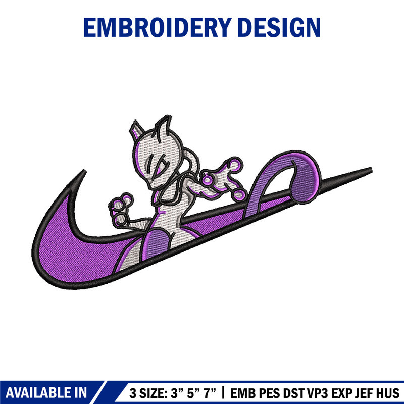Mewtwo nike embroidery design, Pokemon embroidery, Nike design, Embroidery shirt, Embroidery file, Digital download.jpg