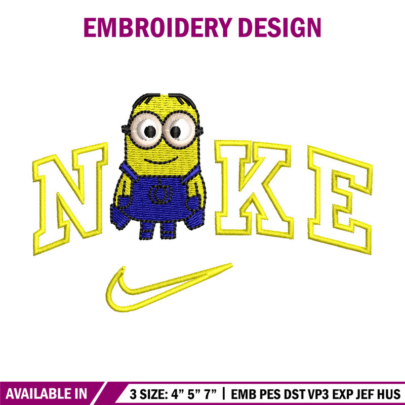 Minion x nike embroidery design, Minion embroidery, Embroidery file, Embroidery shirt, Nike design, Digital download.jpg