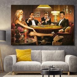 best hollywood stars playing poker wall art,humphrey bogart poster,james dean wall art,canvas painting print poster,elvi