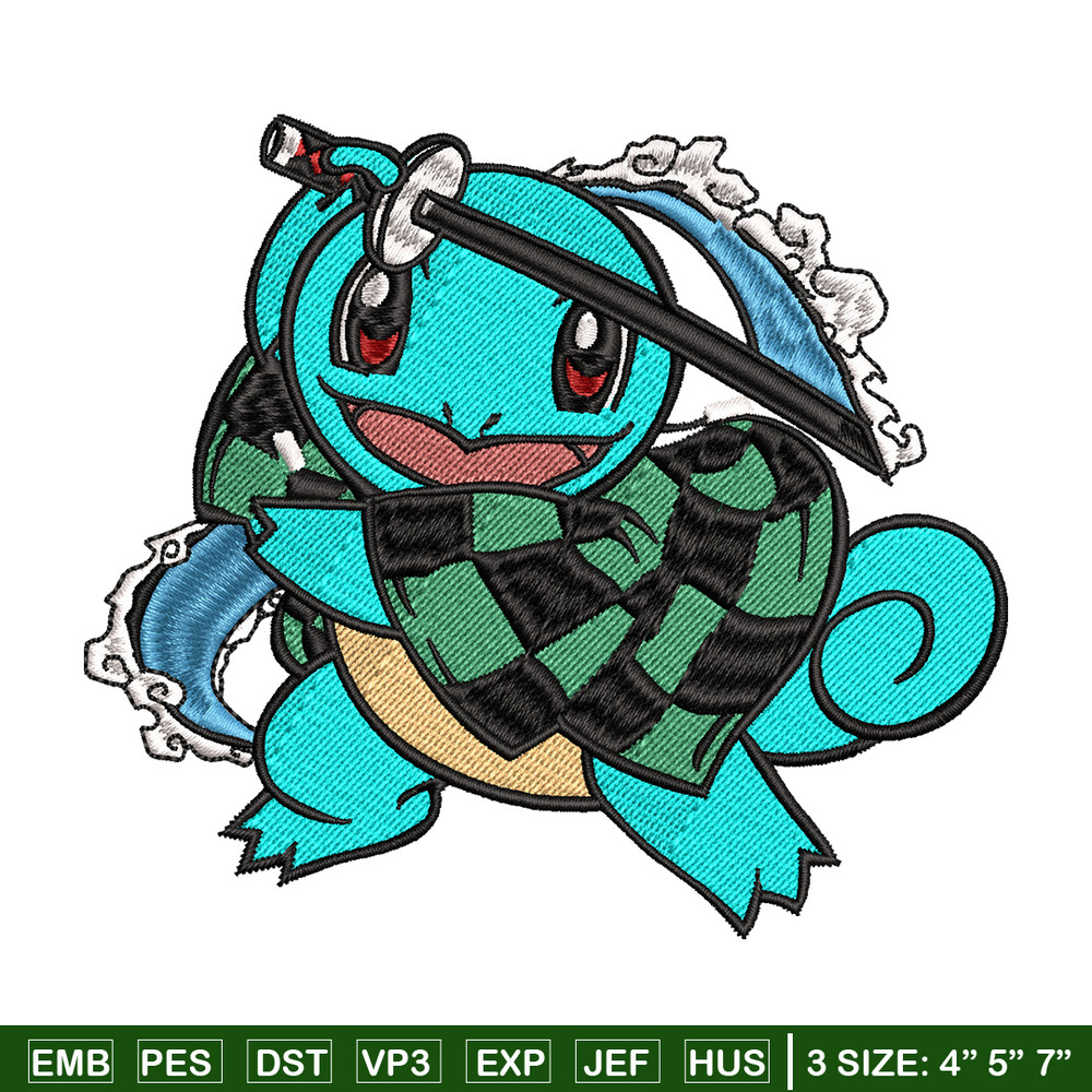 Squirtle Tanjiro embroidery design, Pokemon embroidery, embroidery file, anime design, anime shirt, Digital download.jpg