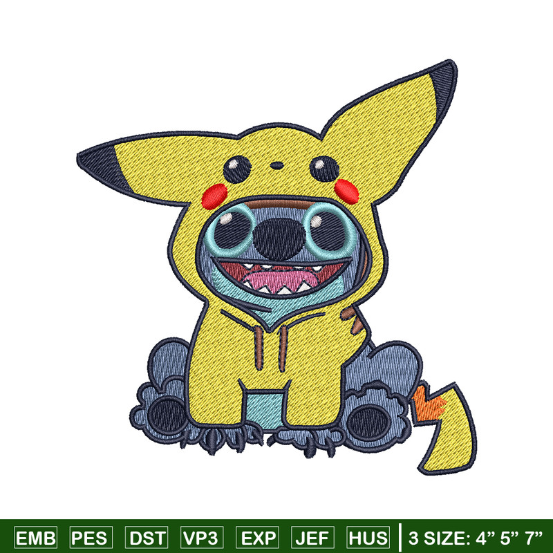 Stitch Pikachu logo embroidery design, Stitch Pikachu embroidery, Embroidery shirt, logo design, Instant download.jpg