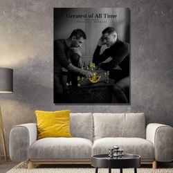 ronaldo & messi canvas or poster art, cristiano ronaldo print, leo messi poster, football fan gift, gift for men, chess