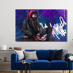 spiderman canvas, spiderman poster print, miles morales poster print, gwen stacy poster print, spiderman movie poster pr