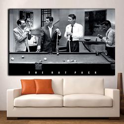 the rat pack canvas art, frank sinatra, dean martin, sammy davis jr, and peter lawford playing pool poster, the rat pack