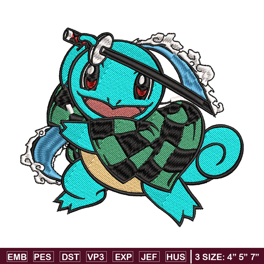 Squirtle Tanjiro embroidery design, Pokemon embroidery, embroidery file, anime design, anime shirt, Digital download.jpg