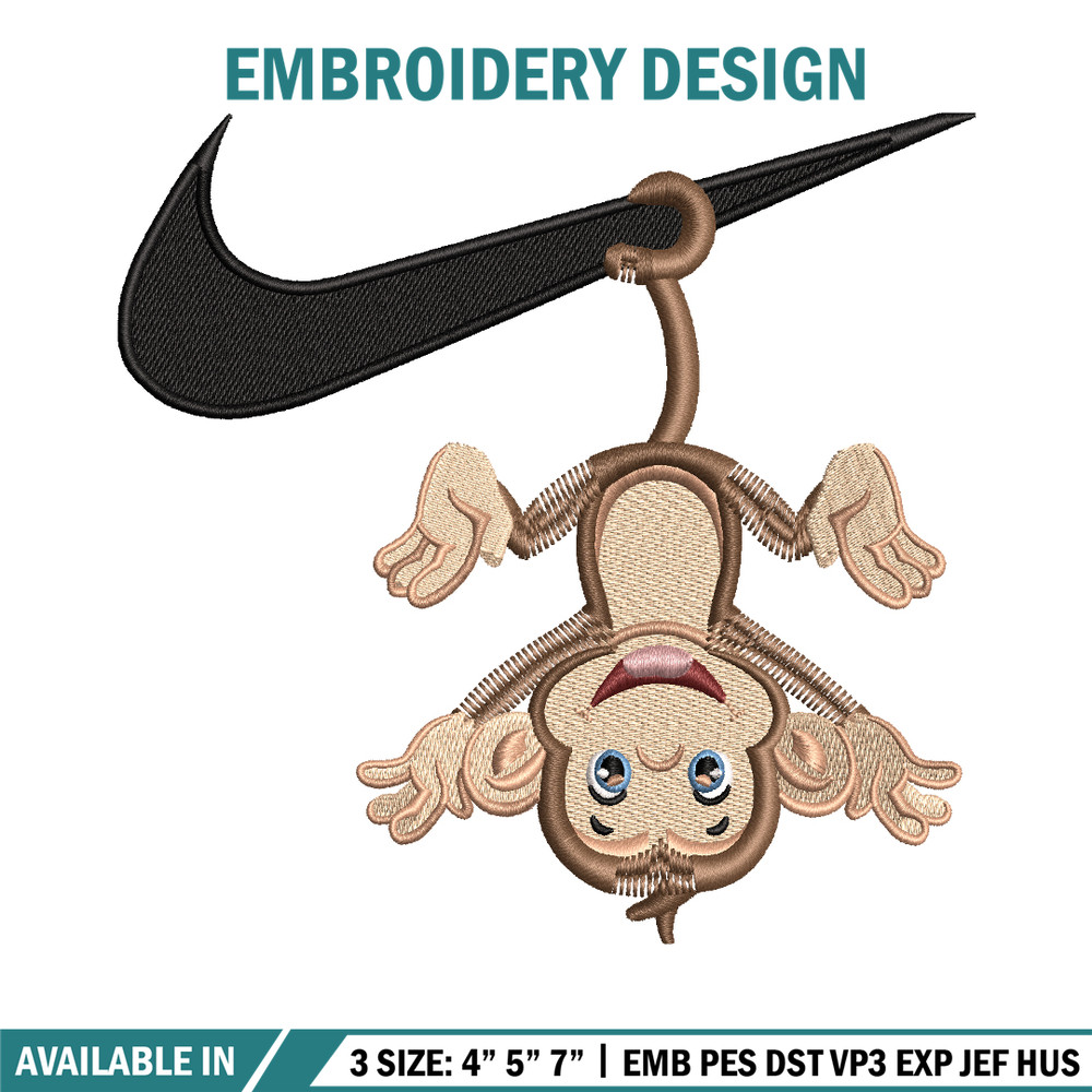 Monkey Nike logo embroidery design, Monkey Nike embroidery, Nike design, logo shirt, Embroidery file, Instant download..jpg