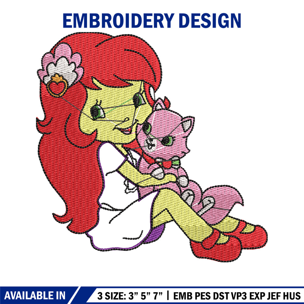 Morangunho gato aplique embroidery design, cartoon embroidery, Embroidery file, Nike design, Instant download.jpg