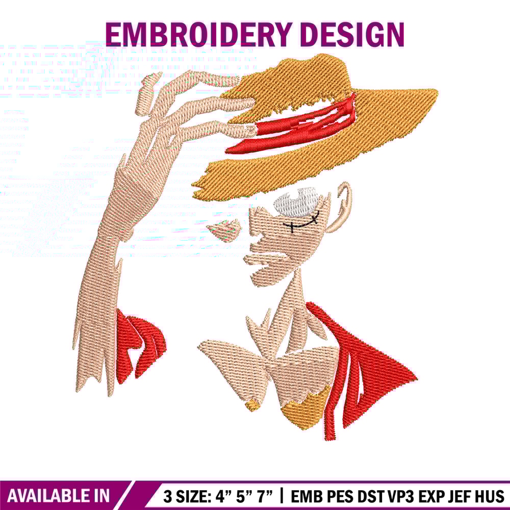 Monkey D. Luffy embroidery design, One Piece embroidery, embroidery file, anime design, anime shirt, Digital download.jpg
