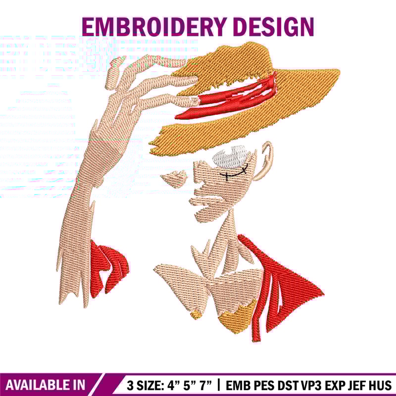 Monkey D. Luffy embroidery design, One Piece embroidery, embroidery file, anime design, anime shirt, Digital download.jpg