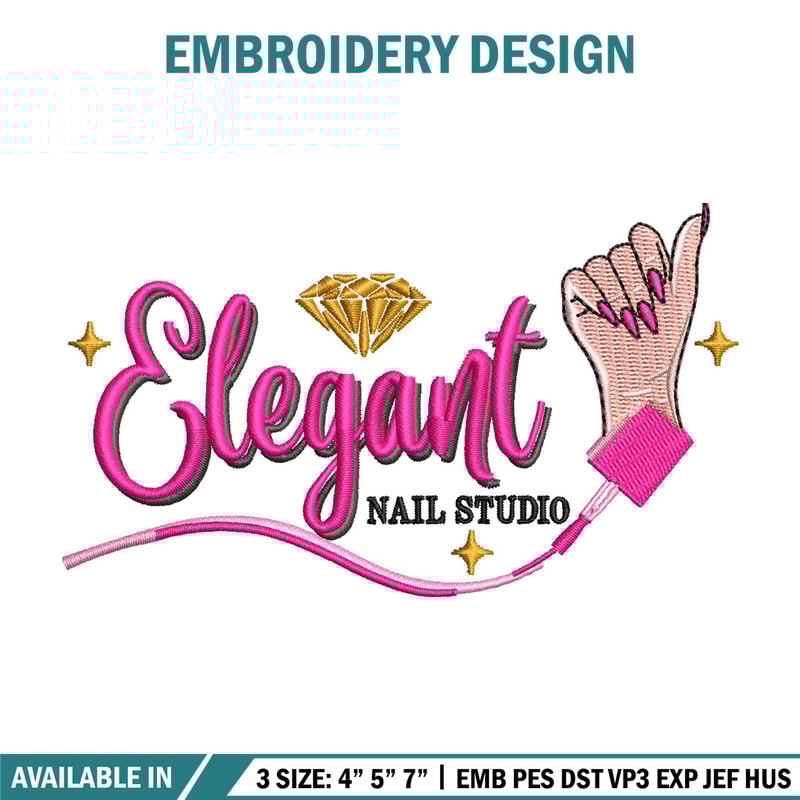 Nail studio embroidery design, Logo embroidery, Embroidery file, Embroidery shirt, Emb design, Digital download.jpg