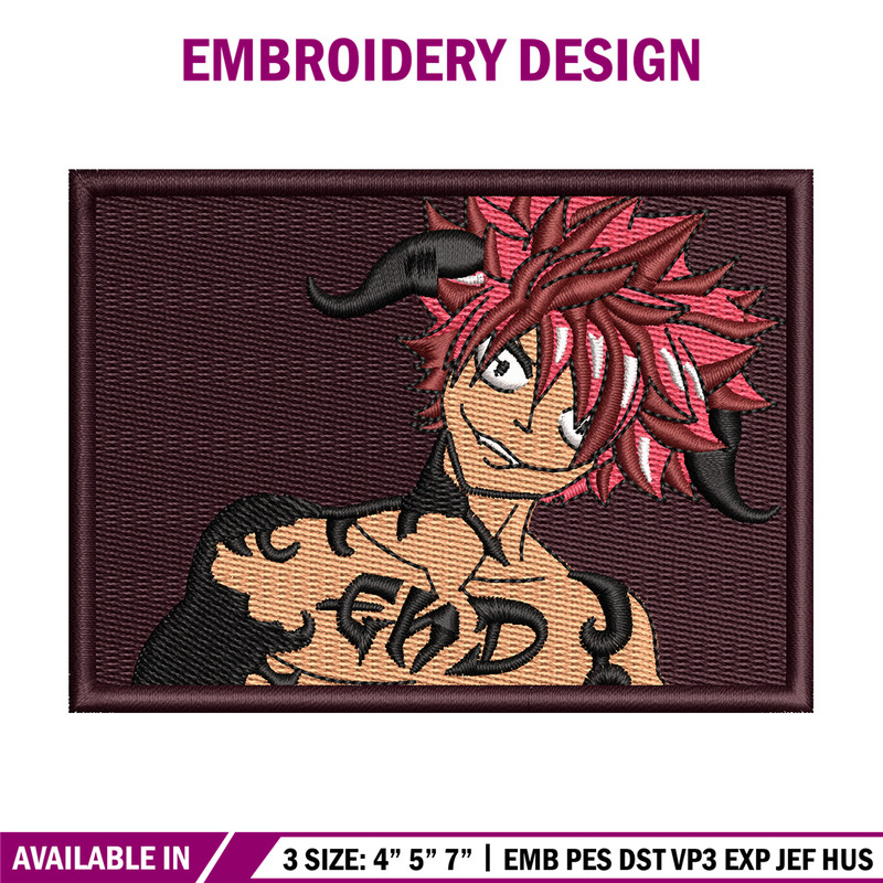 Natsu frame embroidery design, Fairy tail embroidery, Anime design, Embroidery shirt, Embroidery file, Digital download.jpg