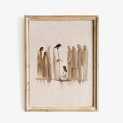 jesus healing the bleeding woman, hem of robe, bible sketches wall art, woman touches jesus, christian art home decor, c