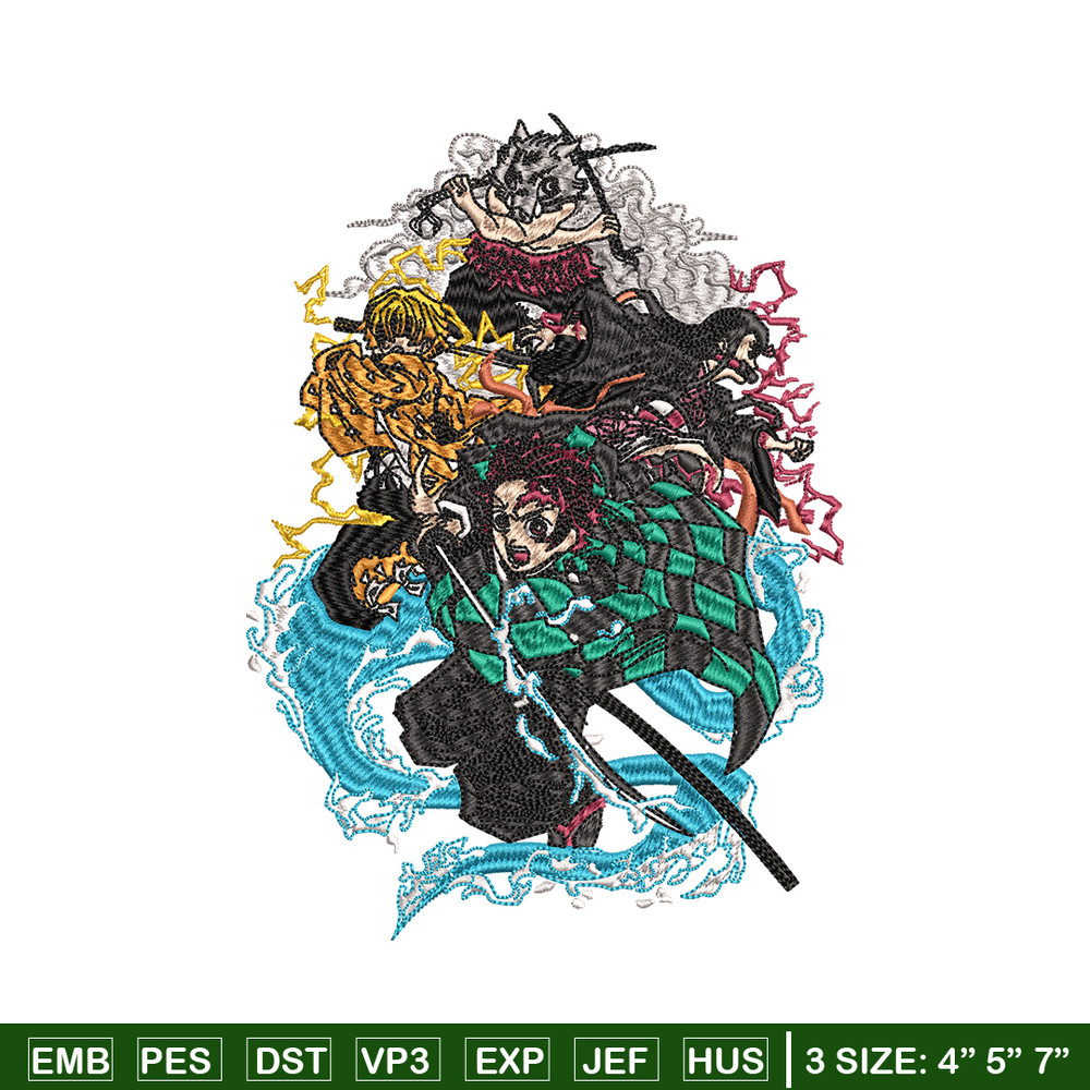 Tanjiro friends embroidery design, Kimetsu no Yaiba embroidery, logo design, anime design, anime shirt, Digital download.jpg