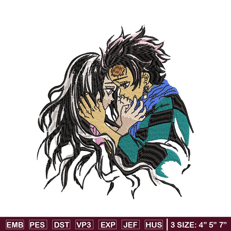 Tanjiro and Nezuko kamado embroidery design, Kimetsu no Yaiba embroidery, anime design, anime shirt, Digital download.jpg