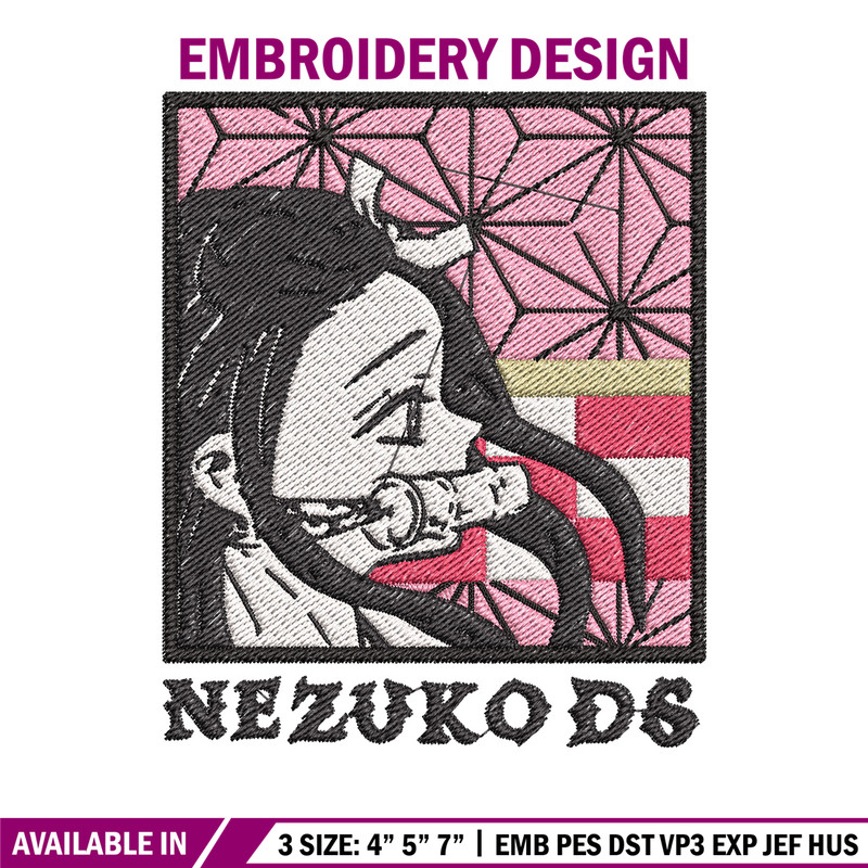 Nezuko ds embroidery design, Nezuko embroidery, Embroidery shirt, Embroidery file, Anime design, Digital download.jpg