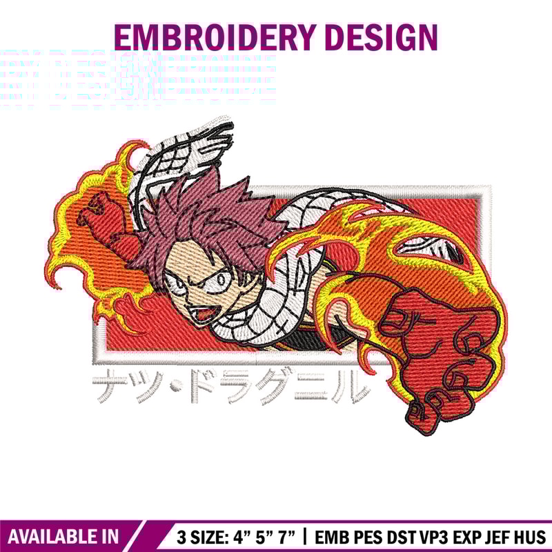 Natsu box embroidery design, Fairy tail embroidery, Anime design, Embroidery shirt, Embroidery file, Digital download.jpg