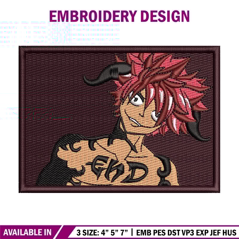 Natsu frame embroidery design, Fairy tail embroidery, Anime design, Embroidery shirt, Embroidery file, Digital download.jpg