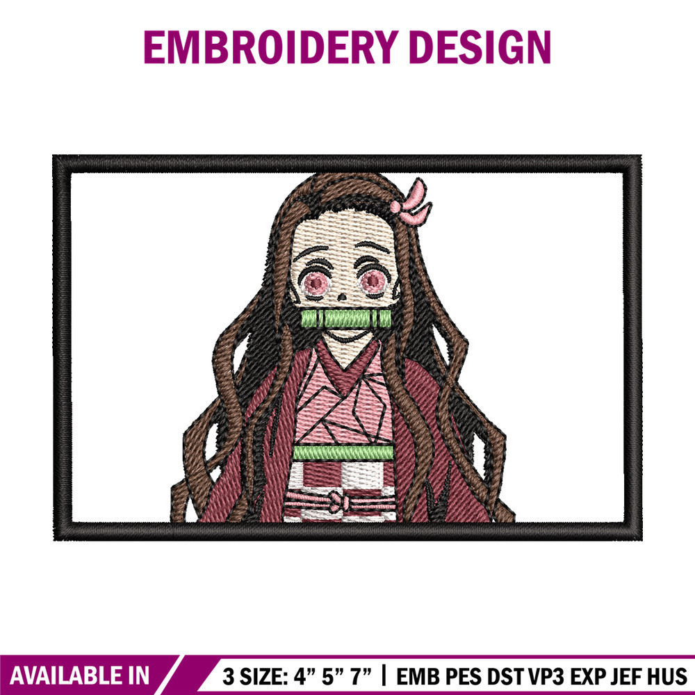 Nezuko rectangle embroidery design, Neuzko embroidery, Anime design, Embroidery shirt, Embroidery file, Digital download.jpg