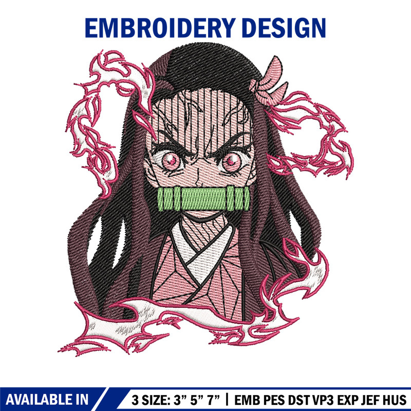 Nezuko angry embroidery design, Neuzko embroidery, Anime design, Embroidery shirt, Embroidery file, Digital download.jpg