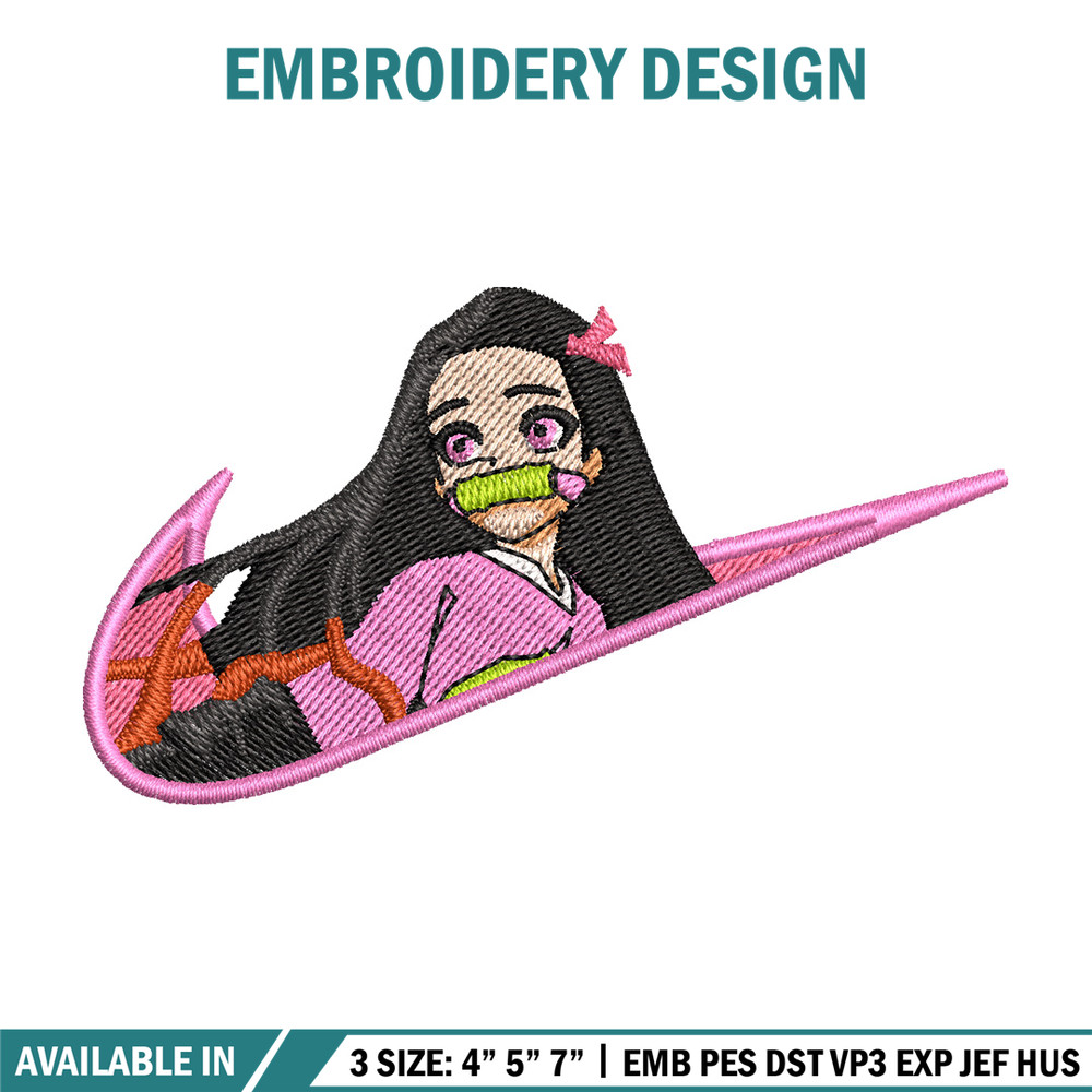 Nezuko cute nike embroidery design, Neuzko embroidery, Anime design, Embroidery shirt, Embroidery file, Digital download.jpg
