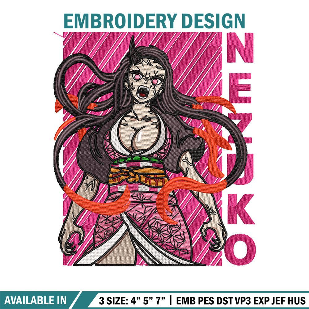 Nezuko demon embroidery design, Nezuko embroidery, Anime design, Embroidery shirt, Embroidery file, Digital download.jpg