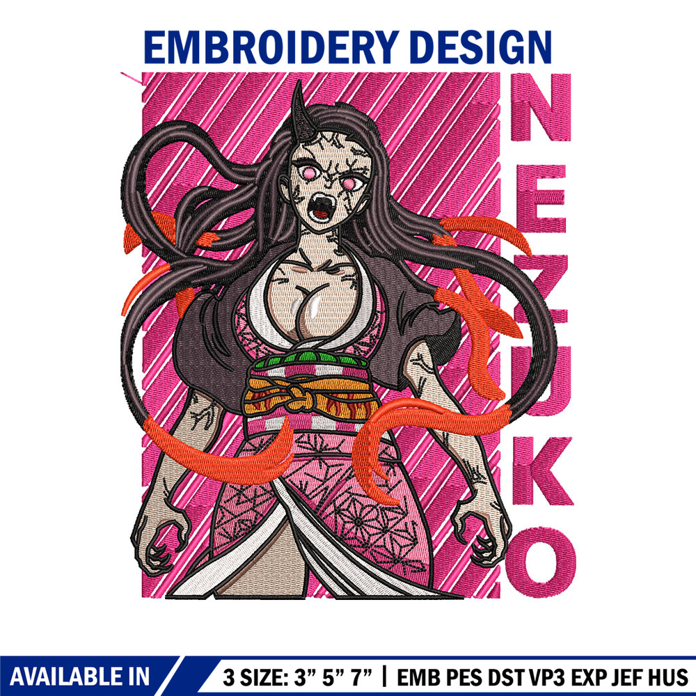 Nezuko demon embroidery design, Nezuko embroidery, Anime design, Embroidery shirt, Embroidery file, Digital download.jpg